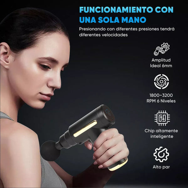 Pistola Profesional 4 en 1 ¡Masaje profundo sin salir de casa! Pistola Profesional 4 en 1